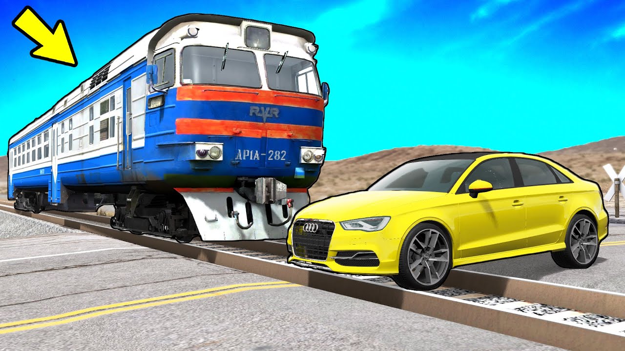 Double Flatbed Trailer Tractor Train Car Rescue Cars vs Rails